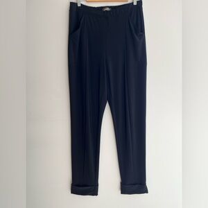 SYMPLI Black Slim Leg Cuffed Pant Pockets High Waist Travel Lagenlook Versatile